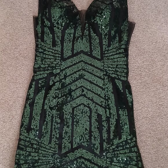 Envious Dark Green Sequin Cocktail Dress - Picture 3 of 10